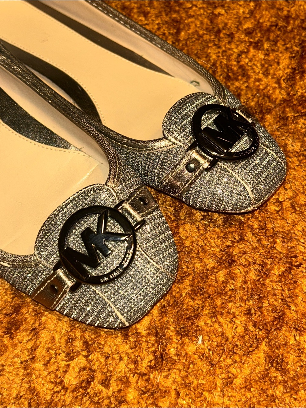 Michael Kors Silver Glitter MK Medallion Flats - Picture 6 of 6